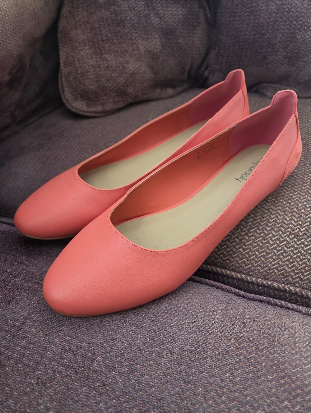 LTS Womens Ballerina Flats Size 14 Coral Hard Shell Round Toe CleanGirl Preppy